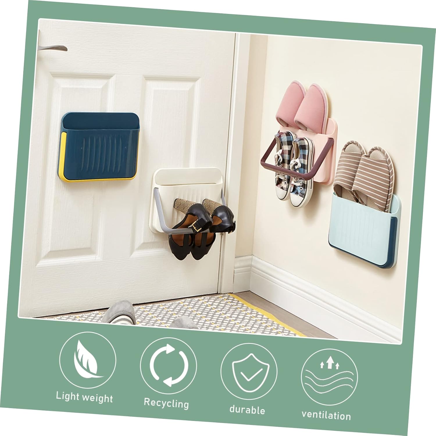 Amosfun 2pcs Multi-Functional Shoe Rack Organizer Sturdy PP Material Space-Saving Hanging Shoe Holder for Home Entryway Fits Slippers and