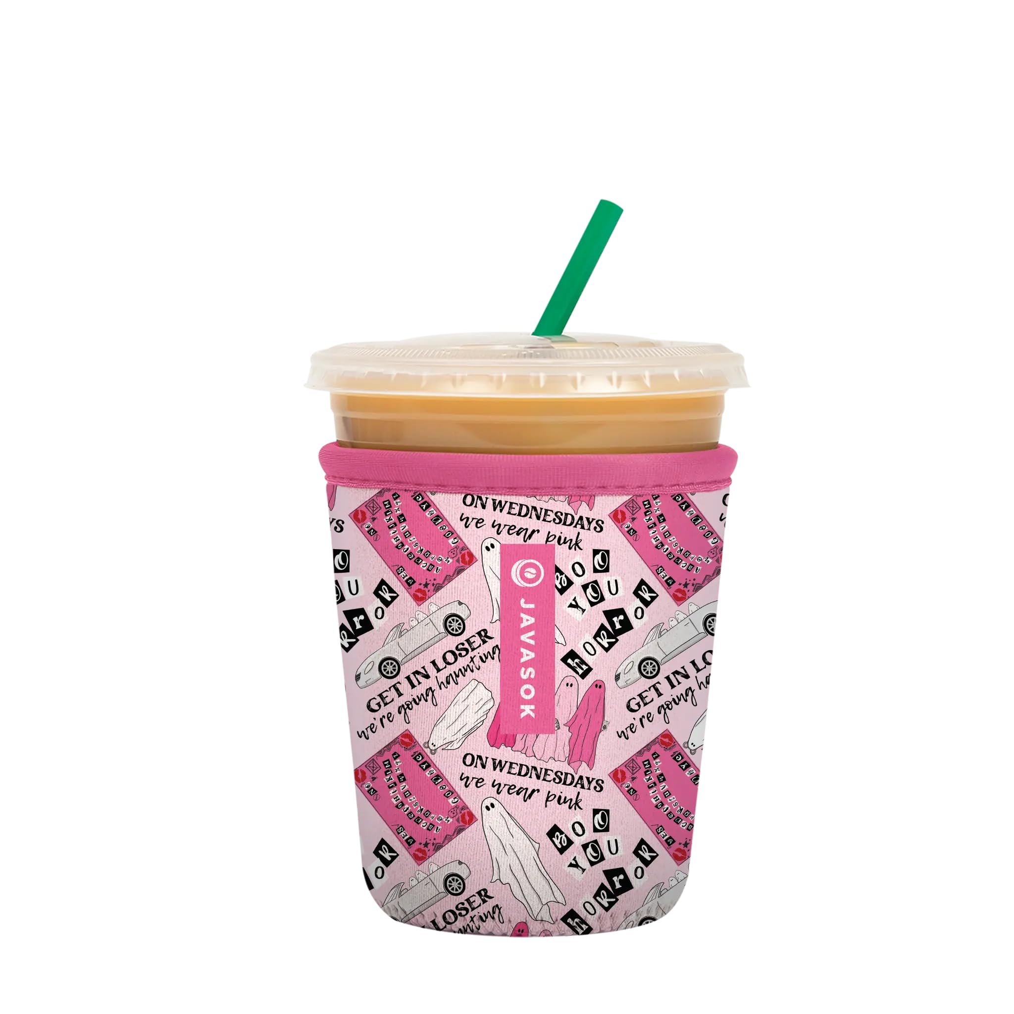Sok It JavaSok Iced Coffee &amp; Cold Soda Insulated Neoprene Cup Sleeve (She Doesn't Even Ghost Here, Small: 16-20oz)