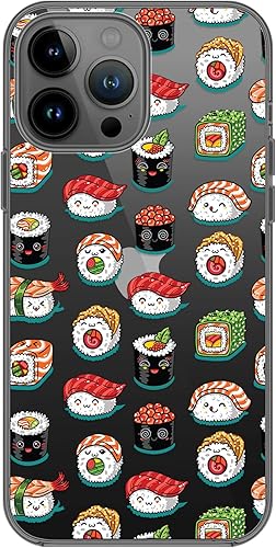 Miniatura 2 de Blingy's Funda para iPhone 14 Pro, divertido patrón de sushi con lindos emojis, divertido diseño de comida de dibujos animados, funda protectora