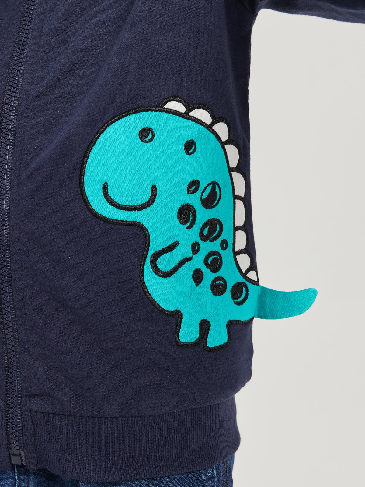 Alleen Jungen Sweatjacke Hoodie Langarm Baumwolle Kinder Pullover Dino Kapuzenpullover Jacke mit Kapuze und Reißverschluss