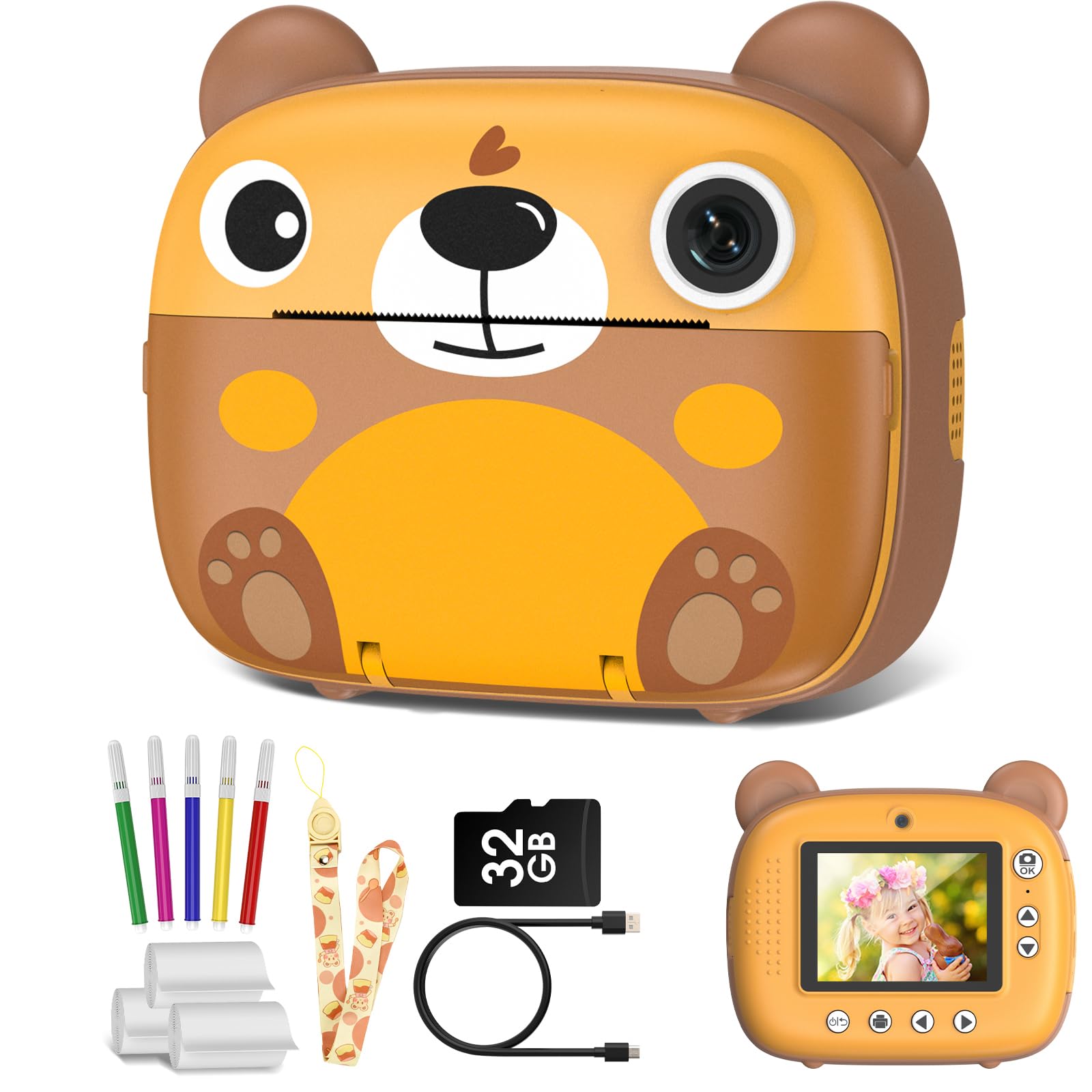 Kids Instant Camera for 3-12 Years Old Kids Toddlers Childrens Boys Girls Christmas Birthday Gifts 2.0 Inch Screen 12MP / 1080P HD Video Camera Baby Instant Print Digital Camera