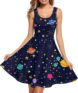 Women Tie Dye Tank Dresses, Sleeveless Round NeckMidi Casual Dress with Pocket for Summer - Buy now