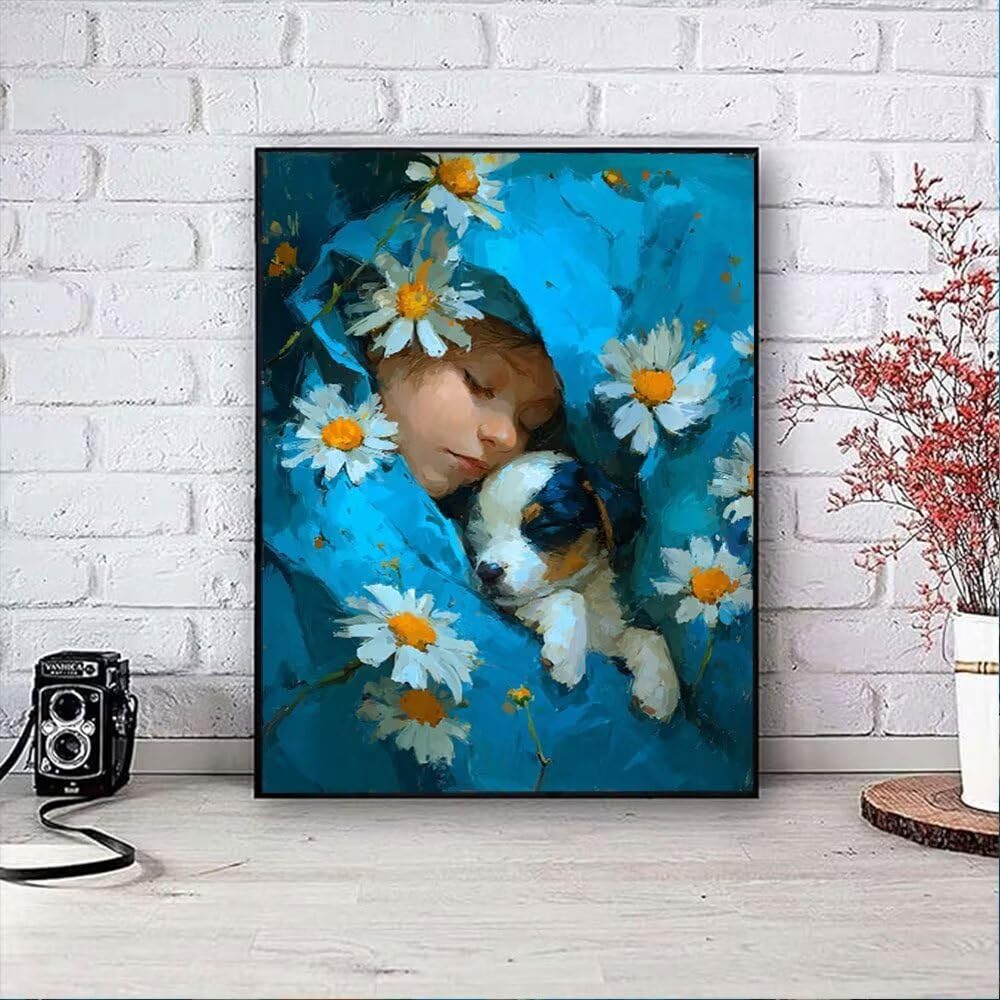 Chłopiec Pies Diamentowe Malowanie Zestawy Dla Dorosłych, 5D Okrągłe Wiertło Diamentowe Malarstwo Dzieci Malarstwo, Diamant Art Haft Cross Stitch Obrazy, Mozaika Sztuka Do Dekoracji Ściany Domu