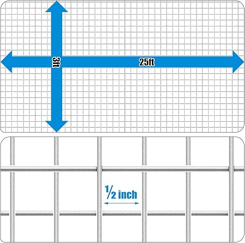 Miniatura 20 de Fencer Wire Malla de alambre metálica de tela metálica de calibre 19 1/2 "x 1/2", jaula soldada galvanizada de alambre para aves de corral, malla