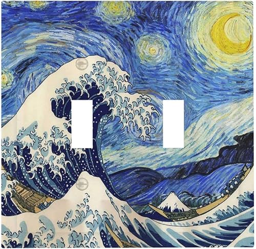 Miniatura 103 de Cubiertas de Interruptor de Luz de 1 Gang Medieval Abstracto Moderno Luna Estrellado Gran Ola Toggle Simple Placa de Pared Cubierta Decorativa de