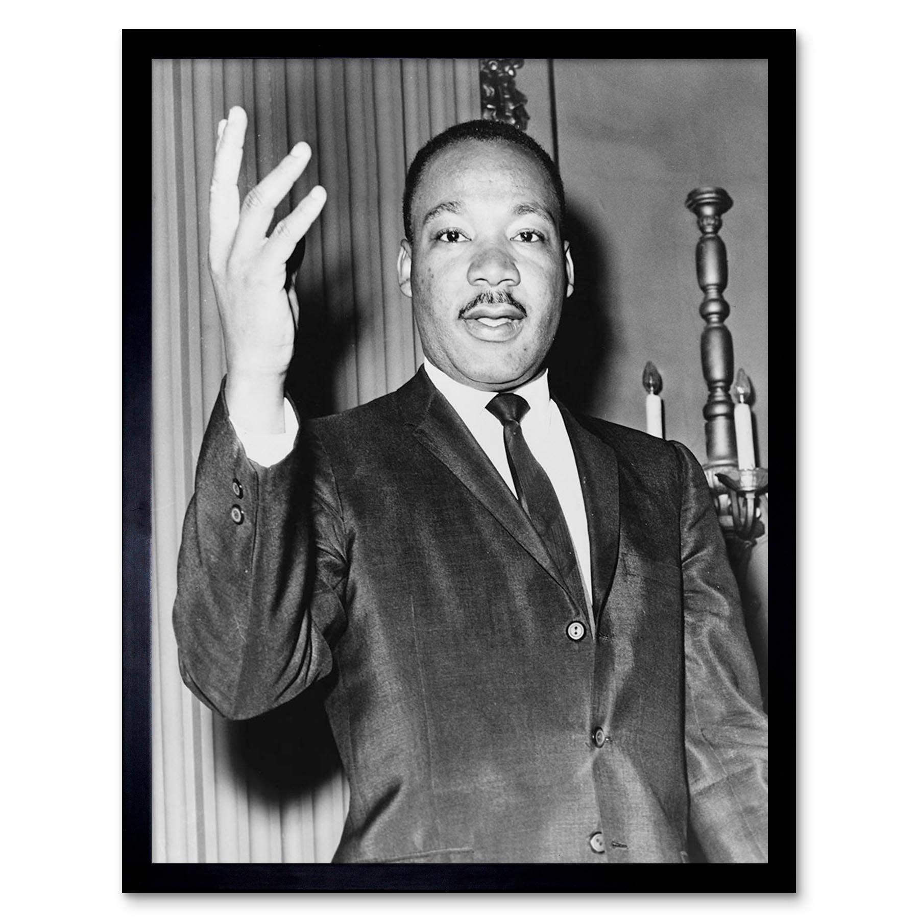 Wee Blue Coo Vintage Graph Martin Luther King B&W Art Print Framed Poster Wall Decor 12X16 Inch