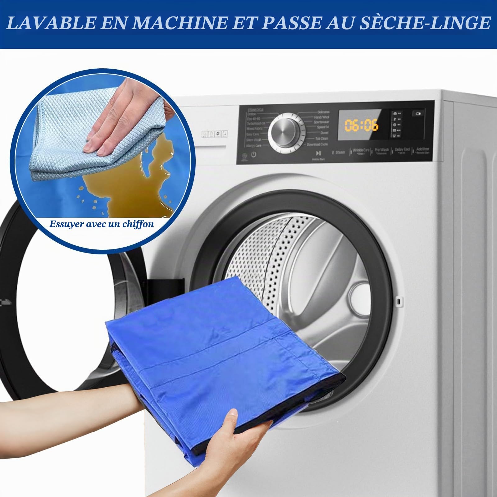 Planche de transfert pour élévateur de patients, 122 x 102 cm, avec 8 poignées, chiffon coulissant pour personnes alitées, avec poignée pour personnes en surpoids, personnes âgées et patients, bleu