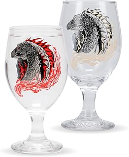 Paladone House Of The Dragon Color Change Glass Goblet (350ml), Officially Licensed Game of Thrones Merchandise & Gift, Novelty Medieval Fantasy Wine Glassware
