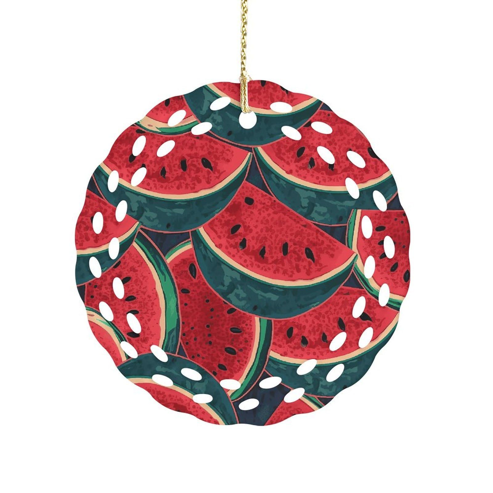 Red Watermelon Christmas Ornament Holiday Hanging Decoration Xmas Tree Keepsake Personalized Xmas Tree Ornament Round Ceramic Ornaments for Keepsake Gifts Ideas Home Decor