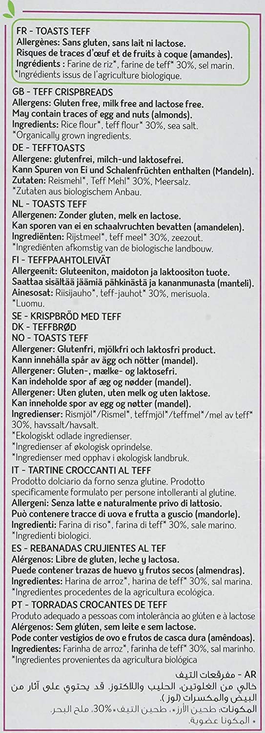 Le recettes de céliane Toasts Teff 200 g - Lot de 4