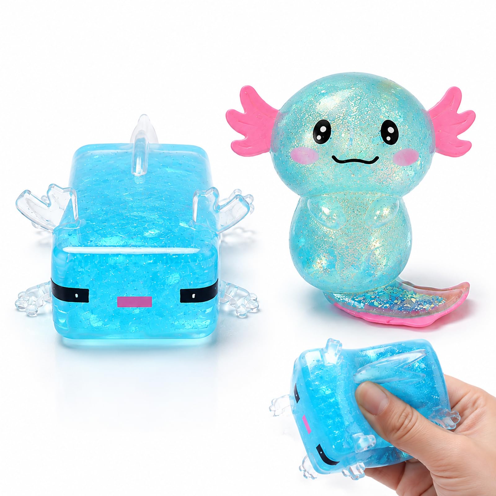 2 Pack Axolotl Squishy, Cute Axolotl Stress Relief Ornament, Soft Slow Rising Animal Decor, Portable Soft Squeeze Desktop Ornament For Home & Office