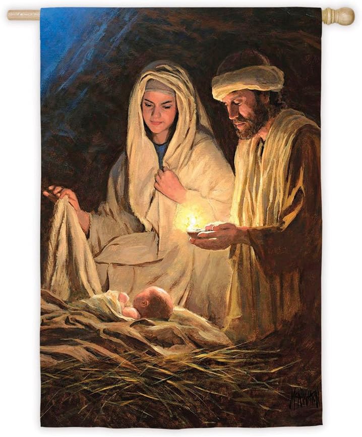 Our Savior Is Born Nativity Scene House Flag