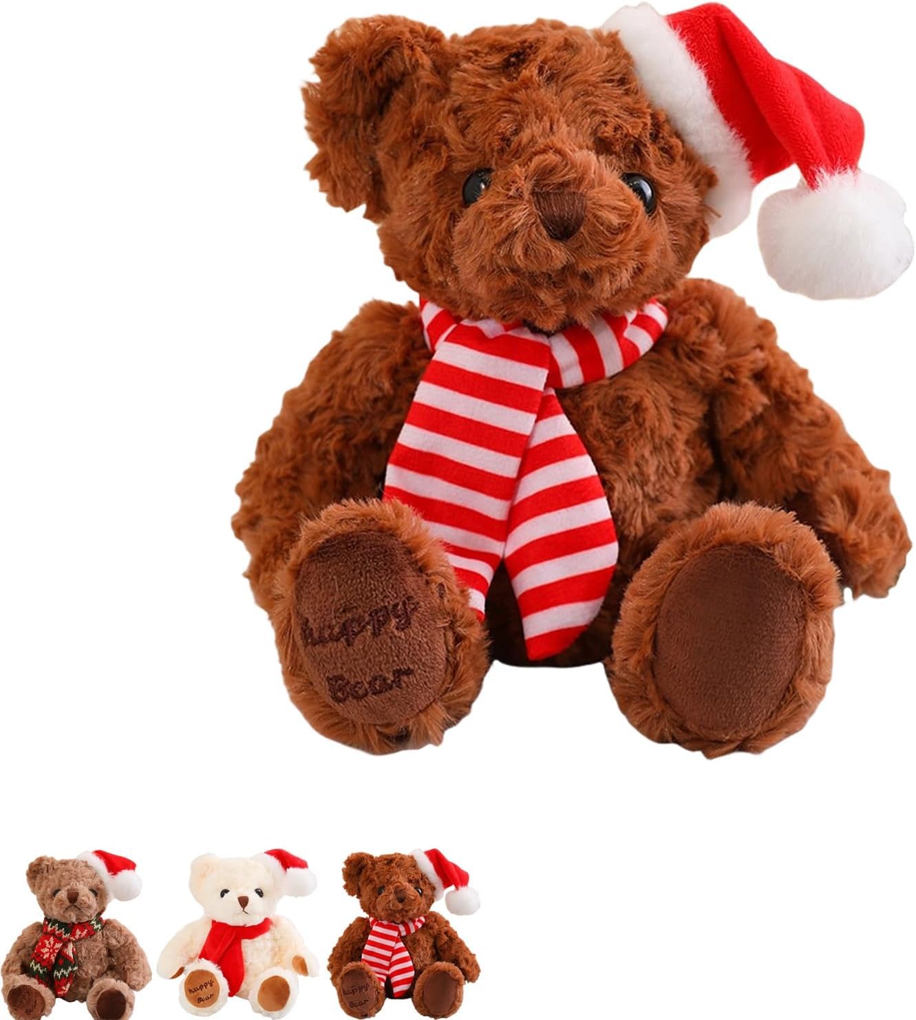 8" Christmas Teddy Bear Plush Toy Xmas Gifts for Kids,Coffee Teddy Bears Plushies Dolls Christmas Soft Toy,Squishys Teddy Bear Stuffed Animal Toy Cuddly Toys Presents for Kids Xmas Home Decor