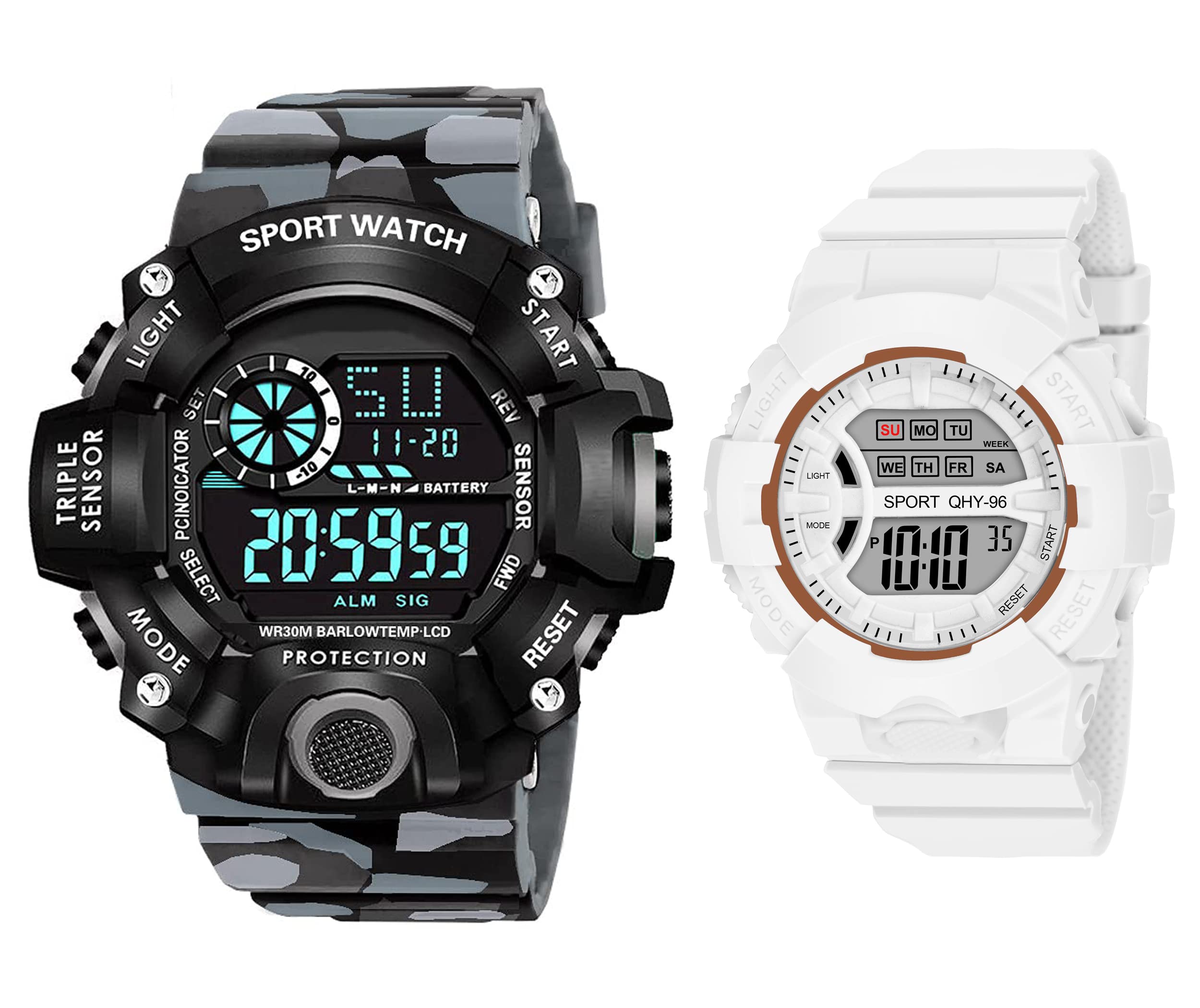 The Shopoholic Digital Grey White Watch Shockproof Multi-Functional Automatic Army Strap Waterproof Digital Sports Combo Watch for Father and Kids Mens Kids Watch for Boys Watch for Men Pack of 2 (B0C346ZT3V) Amazon Price History, Amazon Price Tracker