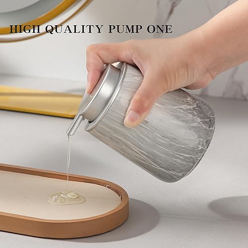 Miniatura 6 de Enra Dispensador de jabón de manos de cerámica, dispensador de loción gris de 12 onzas, dispensador de jabón líquido recargable para baño y cocina