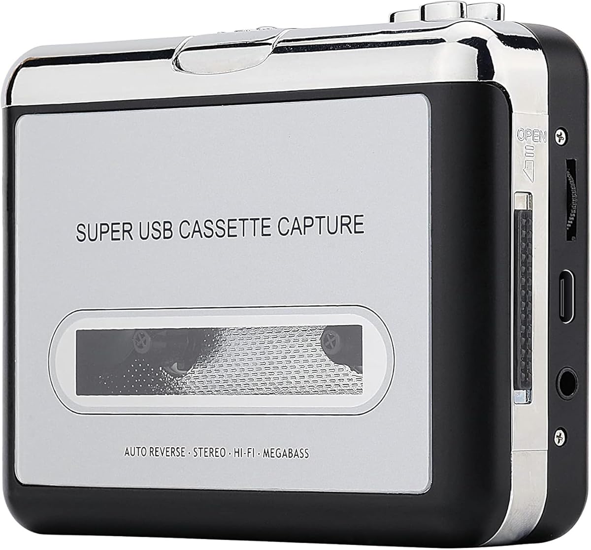 Reshow Kassettenspieler - Tragbarer Kassettenspieler, der MP3-Audio-Musik über USB aufnimmt - kompatibel mit Laptops und PCs - konvertiert Kassetten ins iPod-Format (Silber)