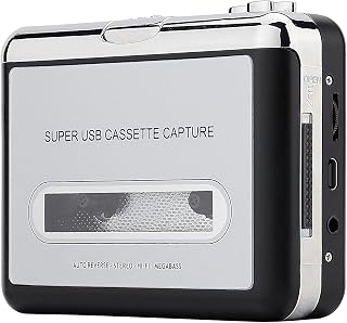 Reshow Portable Cassette Tape Player & MP3 Converter - USB Digital Audio Transfer for Laptops & PCs, Silver