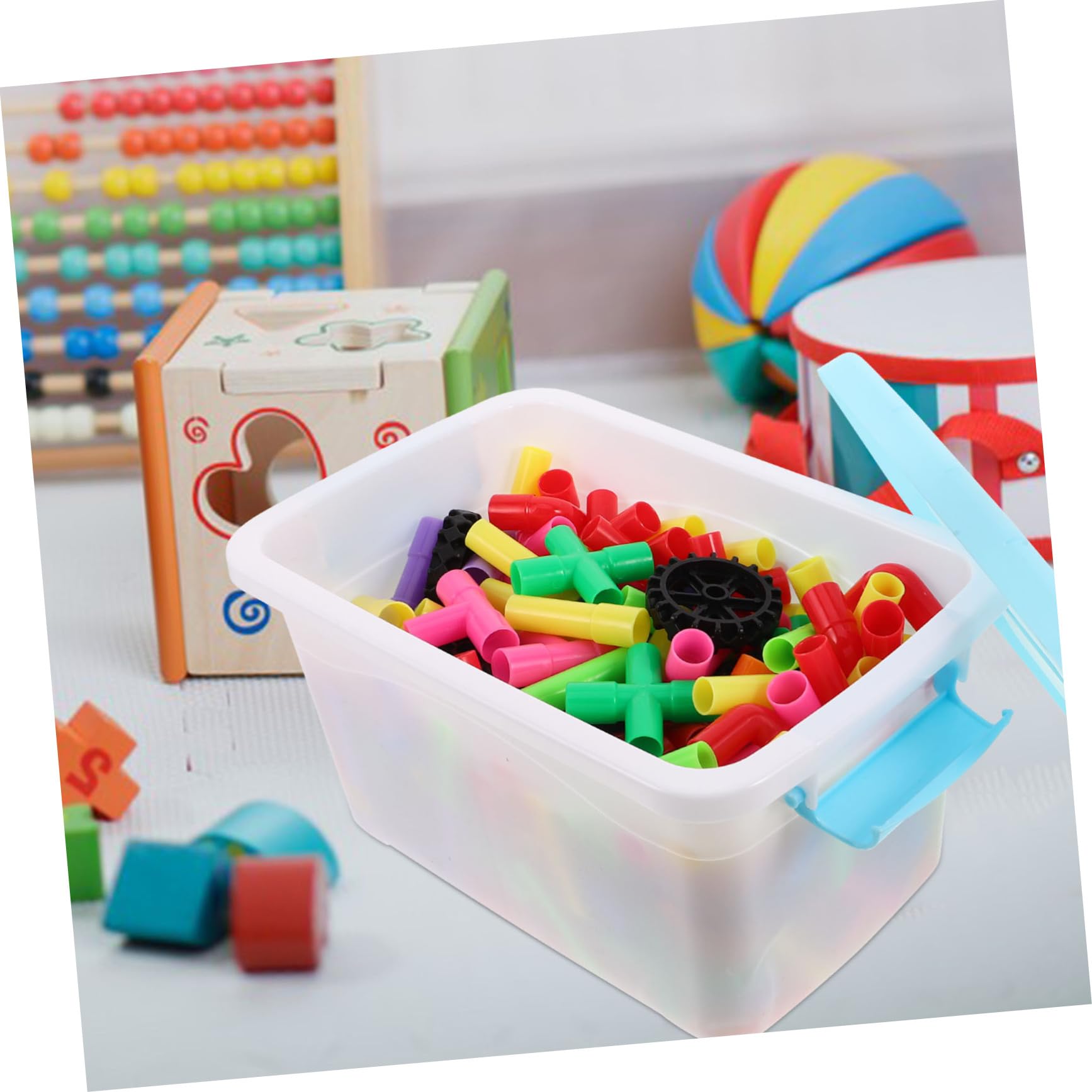 BESTonZON Rohrbausteine Steckbausteine für Junge Mädchen Bauspielzeug aus Lernspielzeug mit Großen Bauteilen für Drinnen und Draußen