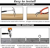 Vista 4 de 10 ganchos Q-Hanger de 3 pulgadas con hebilla de seguridad, ganchos de tornillo para tiras de luces al aire libre, ganchos de techo para plantas