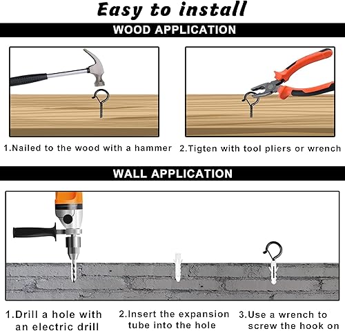 Miniatura 4 de 10 ganchos Q-Hanger de 3 pulgadas con hebilla de seguridad, ganchos de tornillo para tiras de luces al aire libre, ganchos de techo para plantas