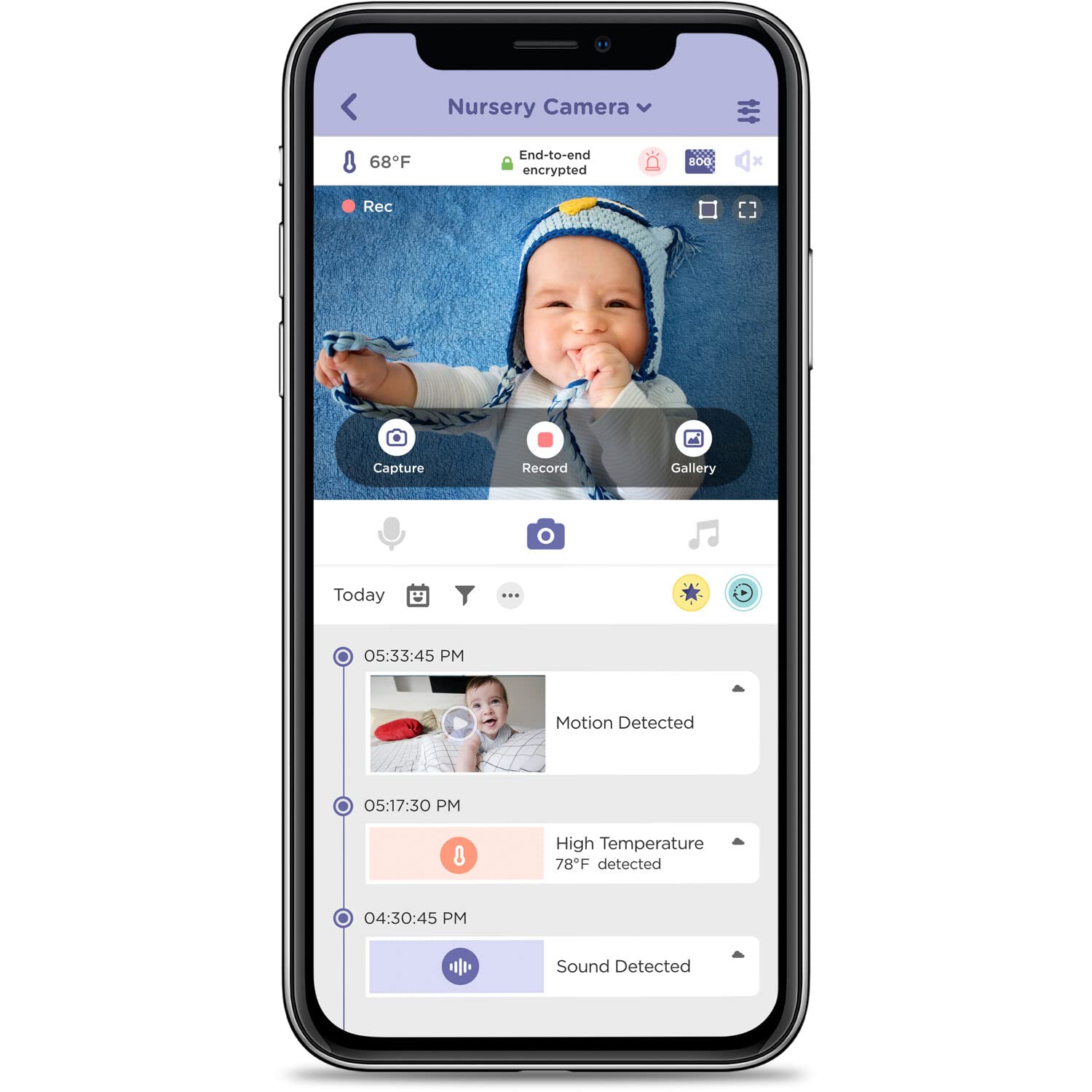 HubbleClub app showing live feed and alerts