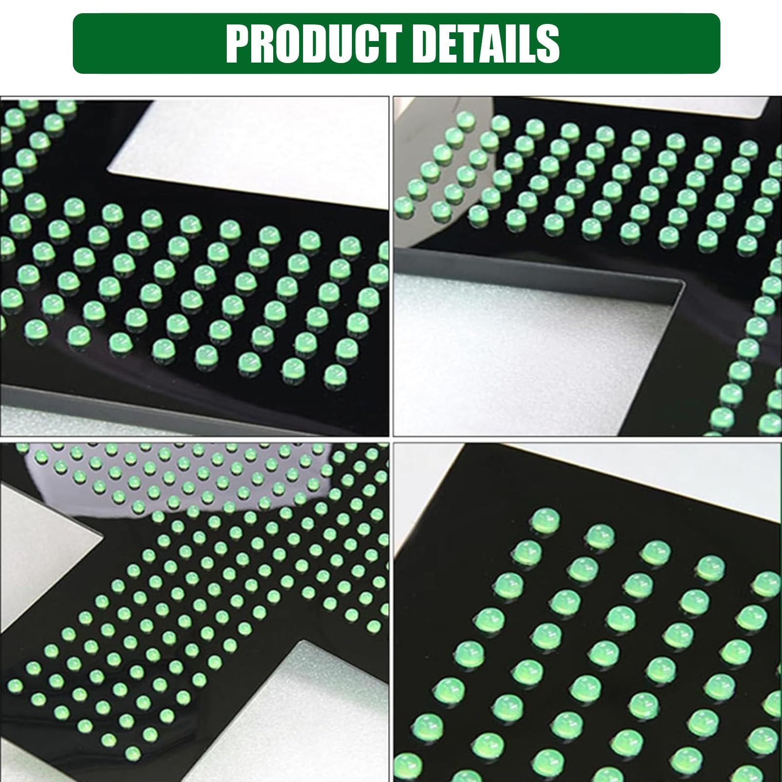 Doble Función Cruz Farmacia – Luz Verde Brillante para Clínicas y Tiendas, Diseño Resistente a la Intemperie,30x30cm