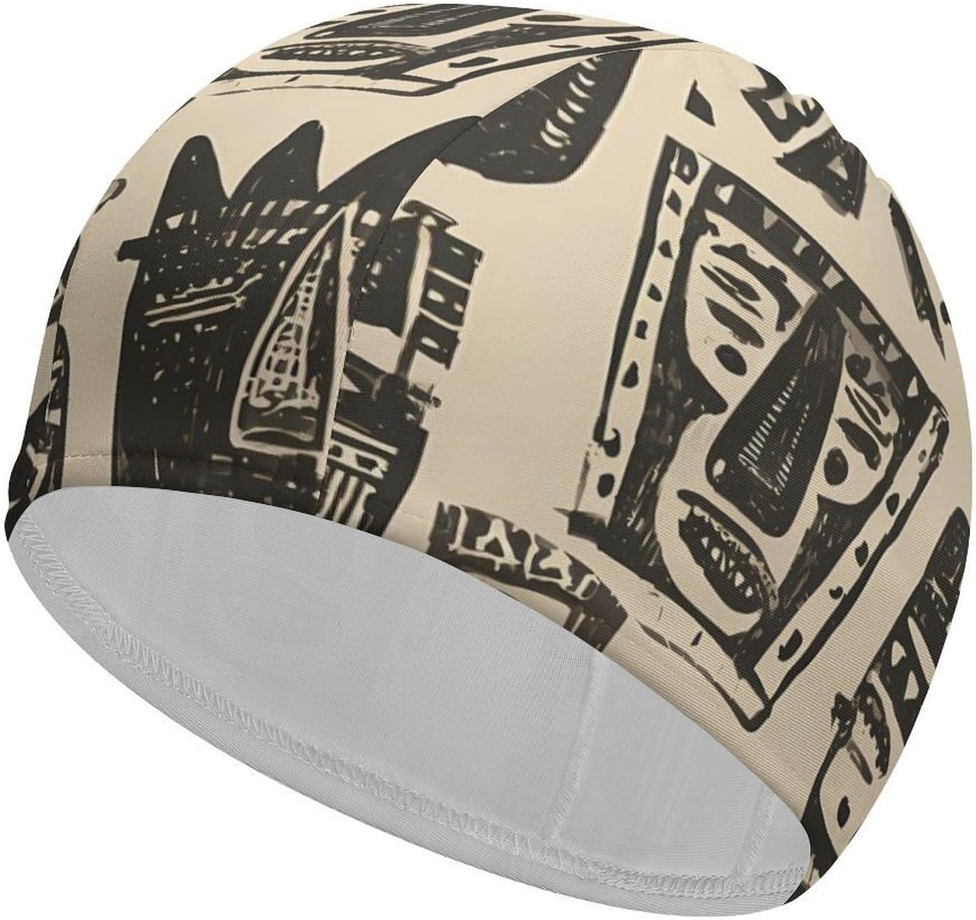 African Tribal Masks Womens Swim Cap for Men Adult Swimming Hat Curly Short Medium Long Hair