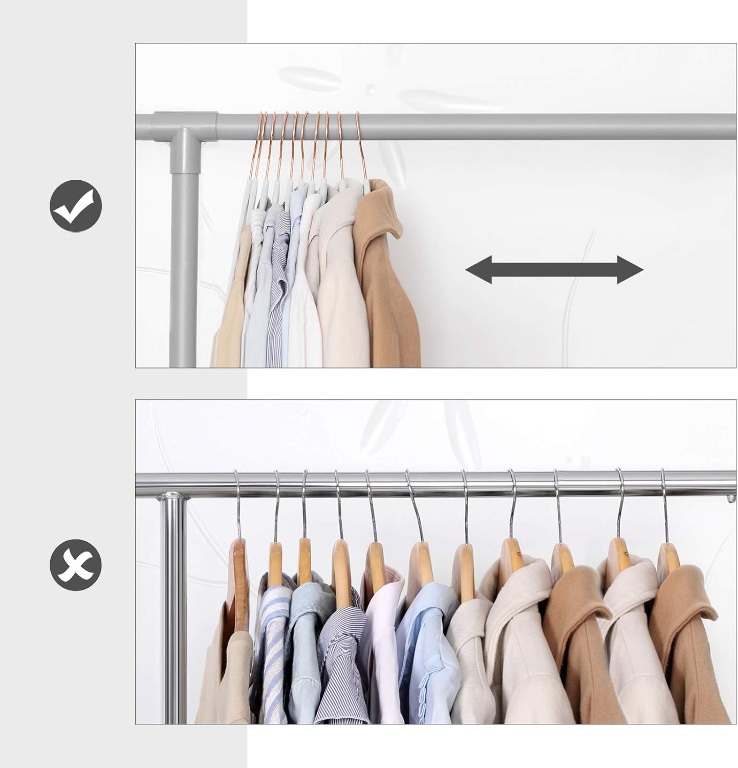 SONGMICS Slim Velvet Hangers, Non-Slip Clothes Hangers with Rose Gold Swivel Hooks, Space-Saving, for Closet, 30 Pack, White UCRF026W30