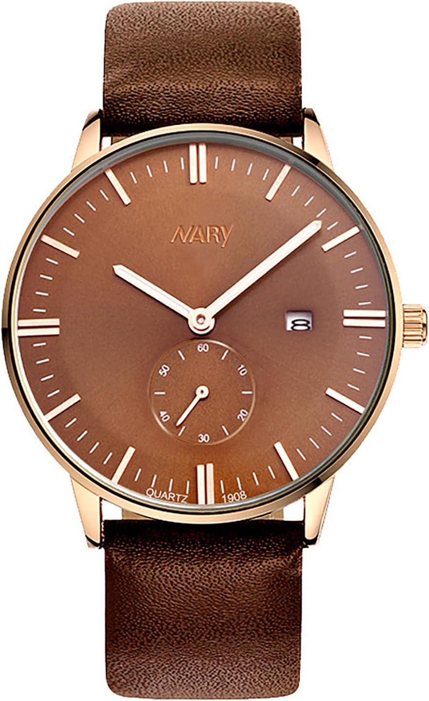 MASTOP Mens Watches Top Brand Luxury Watch Men Leather Strap Date Display 30M Waterproof Casual Quartz Watch