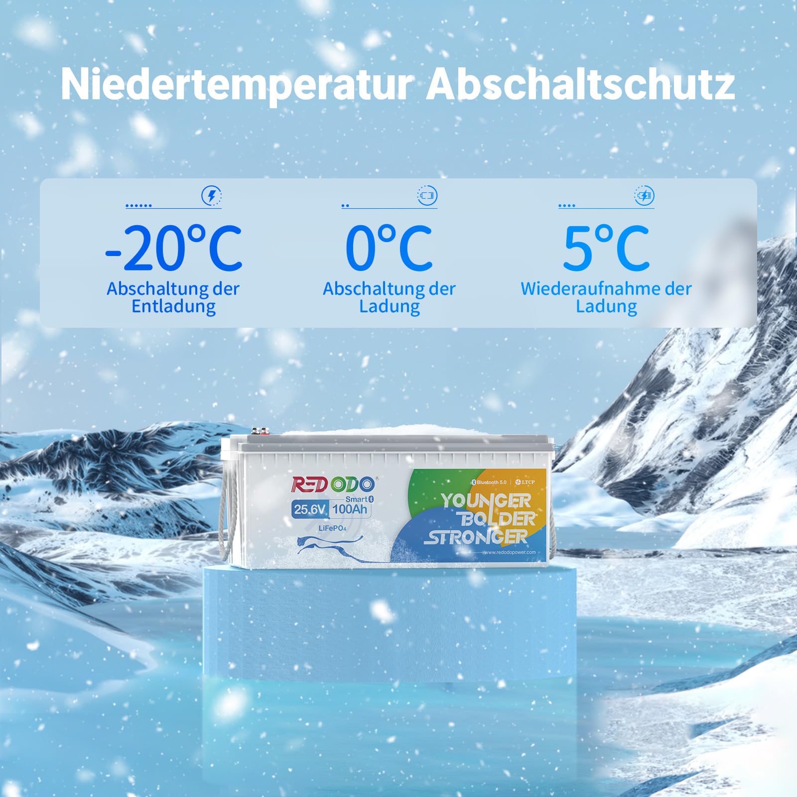 Redodo Akumulator litowy LiFePO4 24 V 100 Ah Bluetooth i zestaw ładowarek 29,2 V 20 A, 2560 Wh, do 15000 cykli, idealny do silników trollingowych, samochodów kempingowych, łodzi i domowych systemów