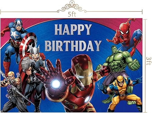 Miniatura 6 de huanledaishu Telón de fondo de superhéroe Marvel Avengers Iron Man Spiderman para fiesta de cumpleaños, fondo de fotografía para estudio