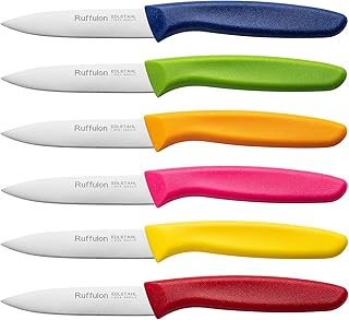 Ensemble de Couteaux à Légumes, 6 Pièces, Couteaux de Cuisine en Acier Inoxydable, Couteaux d'Office Tranchant, Couteau à Fruits Avec Manche Ergonomique, Lavable au Lave-Vaisselle, Coloré