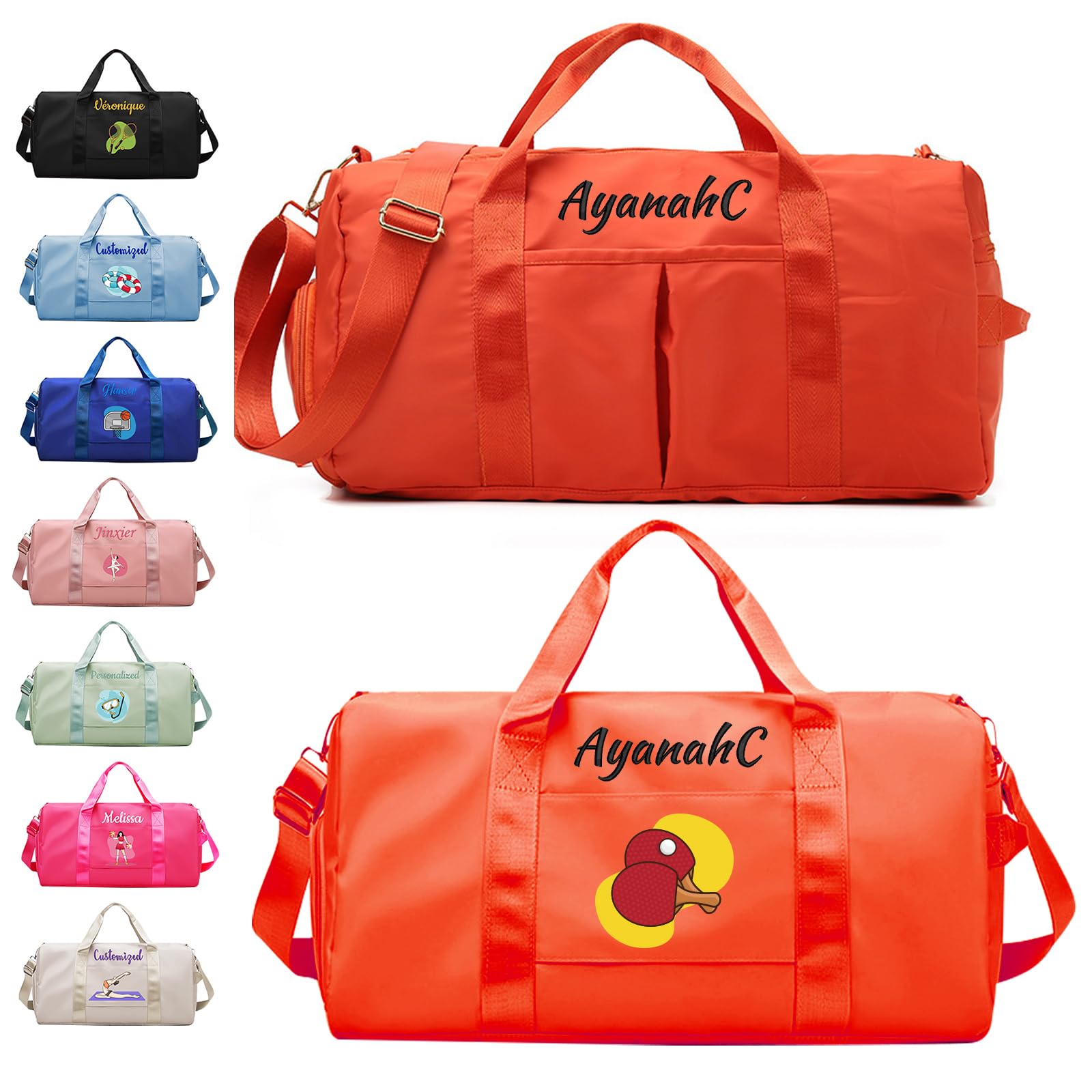 Personalized Duffle Bag with Embroidery Name/Color Print logo, Gym Bag Weekend Getaway for Women Men, Duffel Bag for Sports, Waterproof Dufflebag with