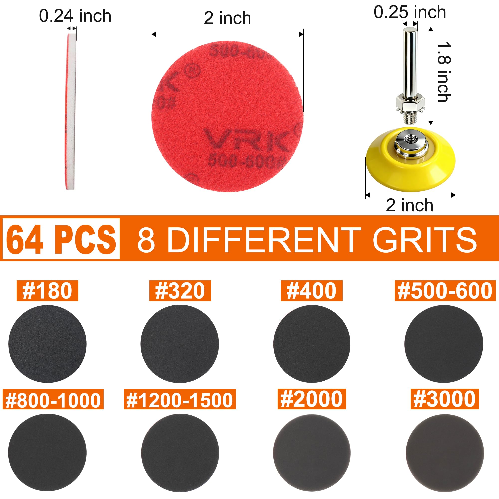 64 Sanding Discs - Grit 180-3000 -2 64 Sanding Discs - Grit 180-3000 -2