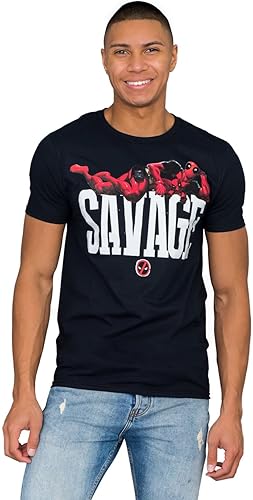 Marvel Comics Deadpool Savage Negro playera