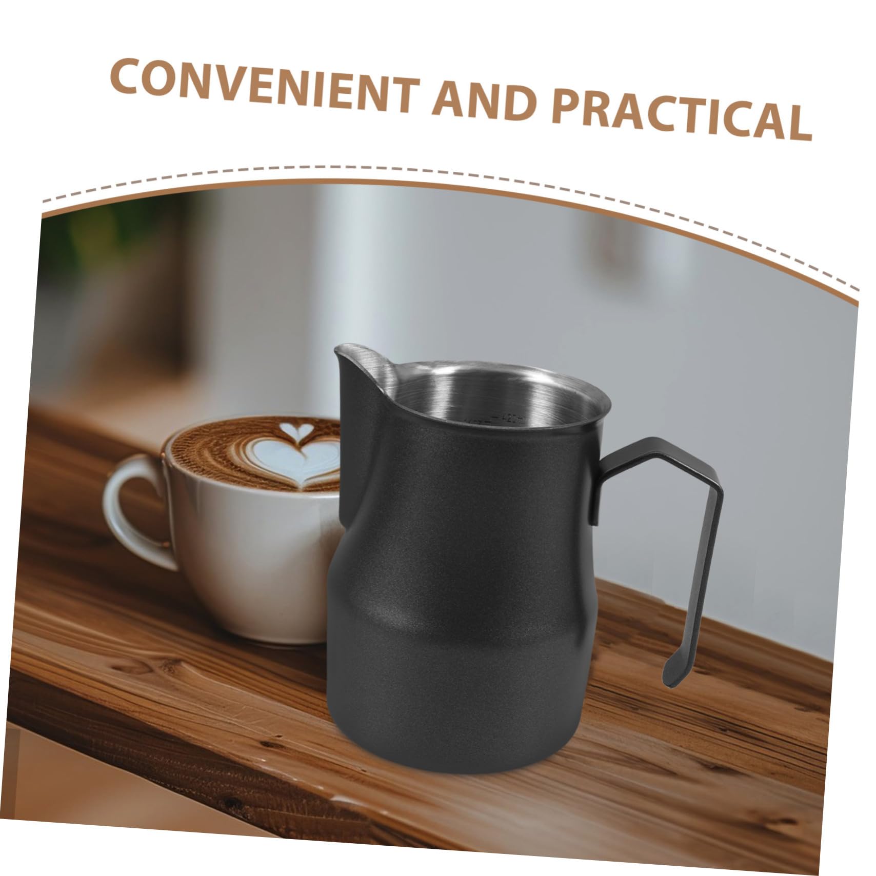 Bricco Latte 480ml in Acciaio Inox Nero per Cappuccino