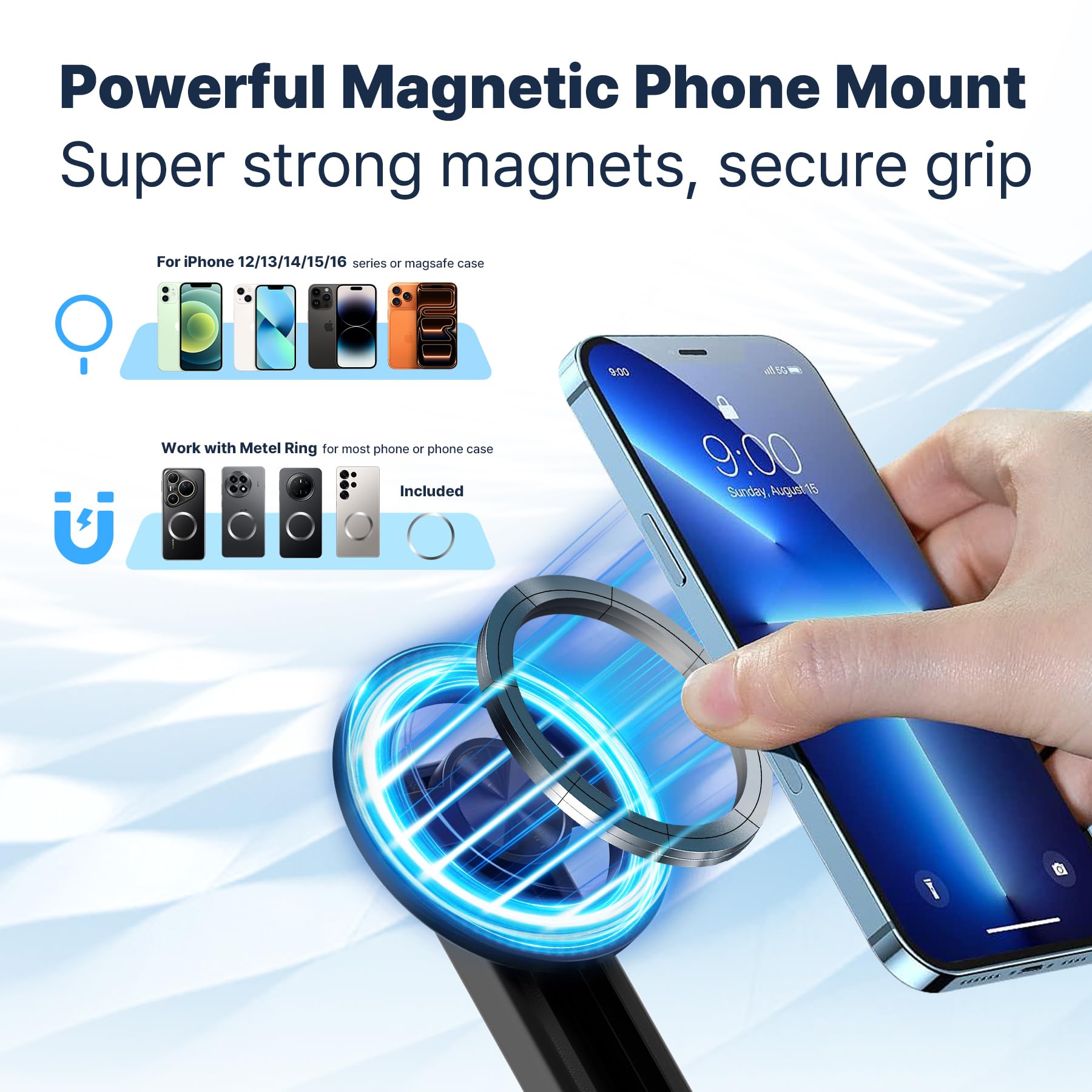 Bastone per selfie magnetico tascabile per iPhone, leggero mini selfie stick treppiede con telecomando staccabile, compatibile con MagSafe, supporto per telefono estensibile pieghevole per viaggi/vlog
