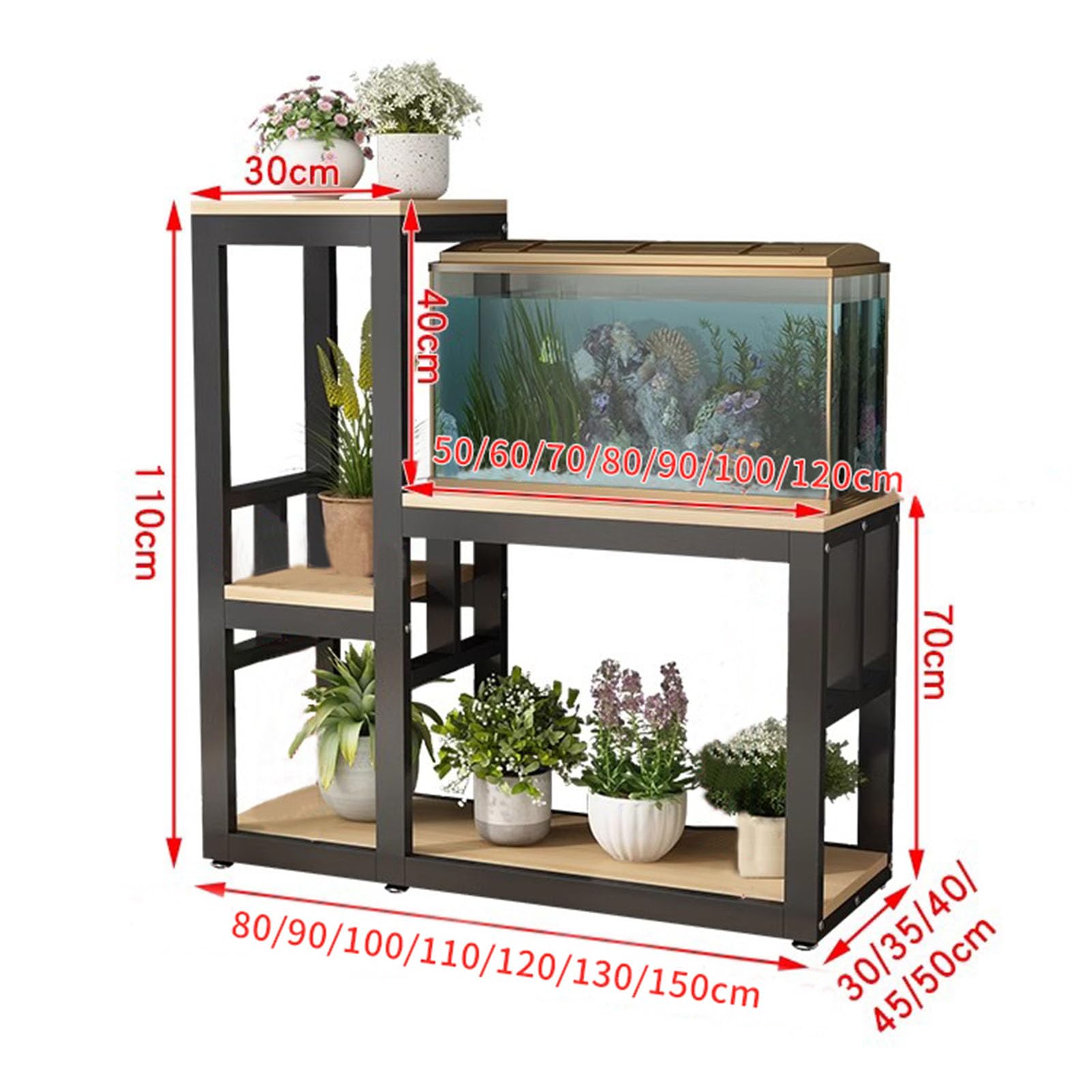 Soporte Para Acuario，estante De Almacenamiento de Hierro Forjado de Doble Capa Para Acuario，mesa Resistente Para Terrario Criador de Reptiles Y Tortugas Ideal Para El Hogar Y La Oficina
