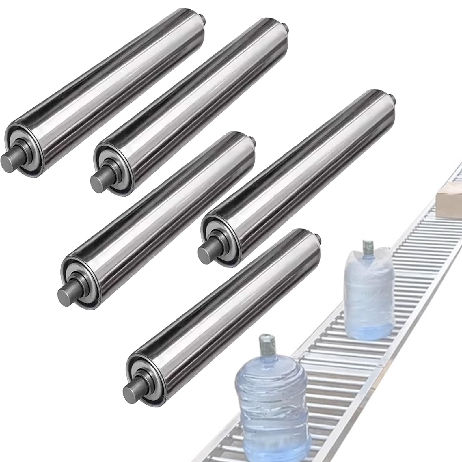 Dia 2'' 5cm Replacement Conveyor Roller-Pack of 2 5 9 20, Ideal Roller for Gravity Conveyors, Stainless Steel Conveyor Belt Roller Bearings for Assembly Lines/Logistics Industries(5PCS-Dia 2'',L 3.9