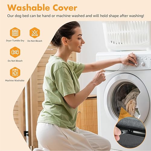 Miniatura 5 de Lekereise Cama elevada para perros para exteriores + sofá cama ortopédica para perros pequeños, diseño 2 en 1, carga 40 libras, color gris