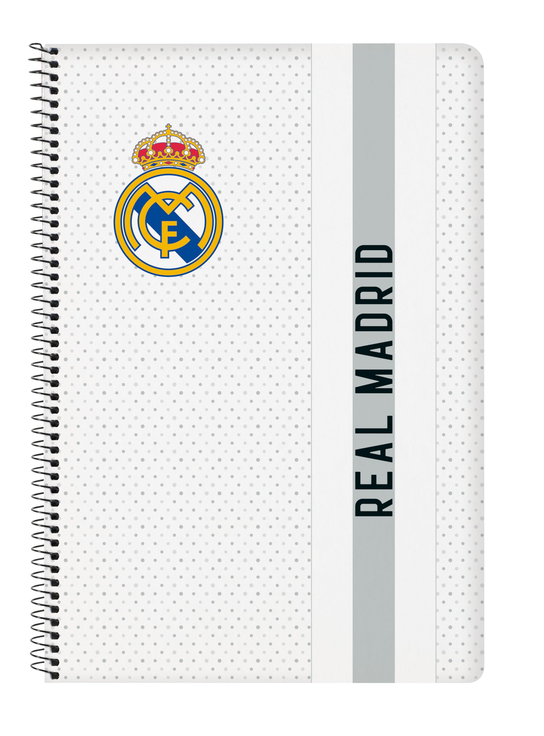 Safta Real Madrid 1ª squadra 24/25 Taccuino a libro 80 fogli copertina rigida 21,5 x 1 x 31 cm bianco/grigio