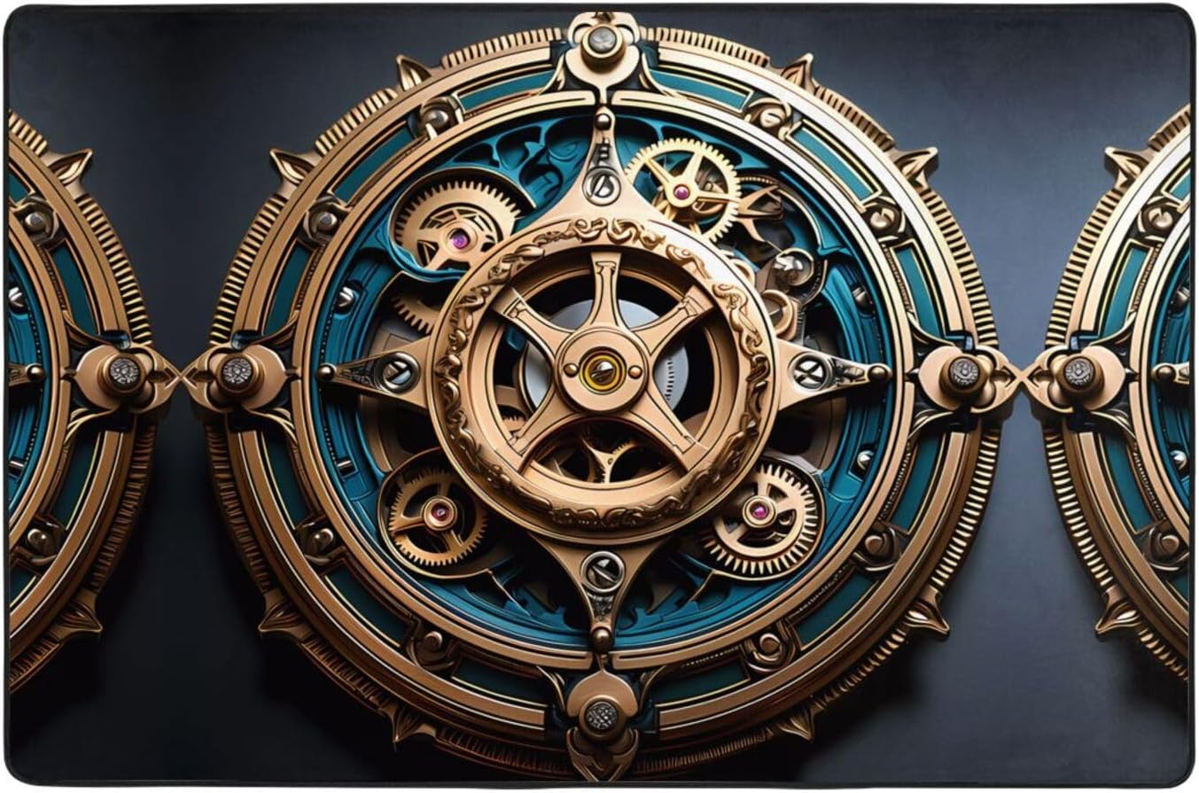 Cool Steampunk Gears Printed Anti-Slip Floor mat Carpet Rug 72"x48" for Living Room Office Coffee Table Bed Balcony