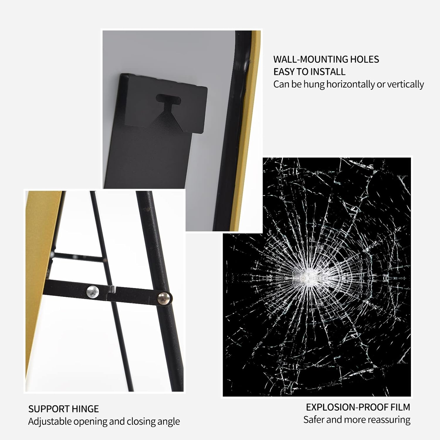 BEAUTYPEAK Gold Full Length Mirror, Rounded Corner Floor Mirror Standing Hanging or Leaning Against Wall Dressing Room Mirror Full Length, 60"x20" : Home & Kitchen