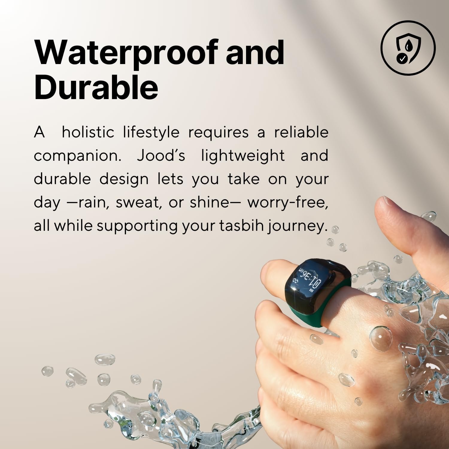 TAKVA - Zikr Ring Jood | Improved, Smart Tasbih Ring (Interchangeable Ring Sizes) (Black)