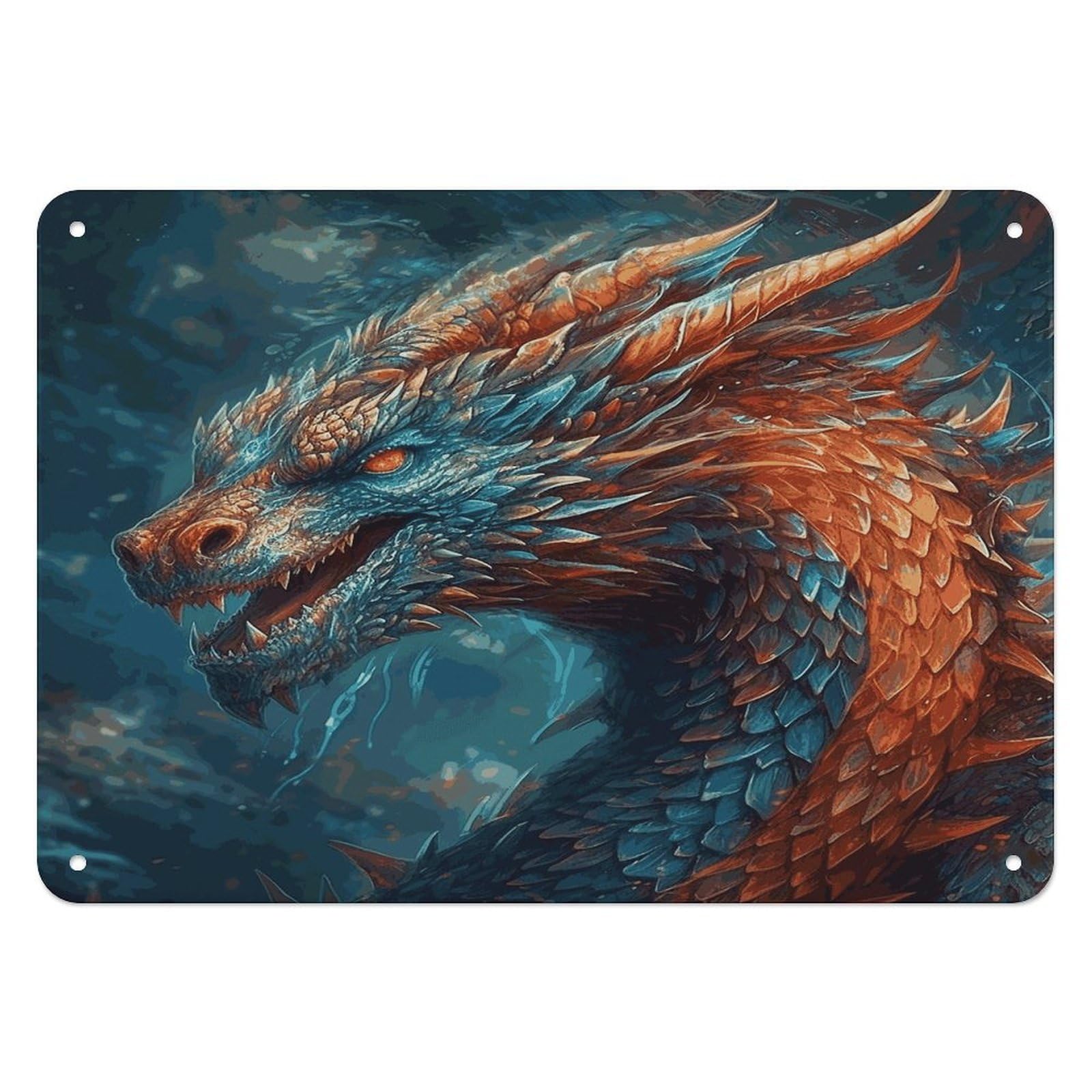Fodpand Style Dragon Art Retro Vintage Metal Tin Sign,Wall Art Decor Garden Plaque Poster For Bedrooms Yard Bars Pubs Patios Porches 7.9X5.5 Inch