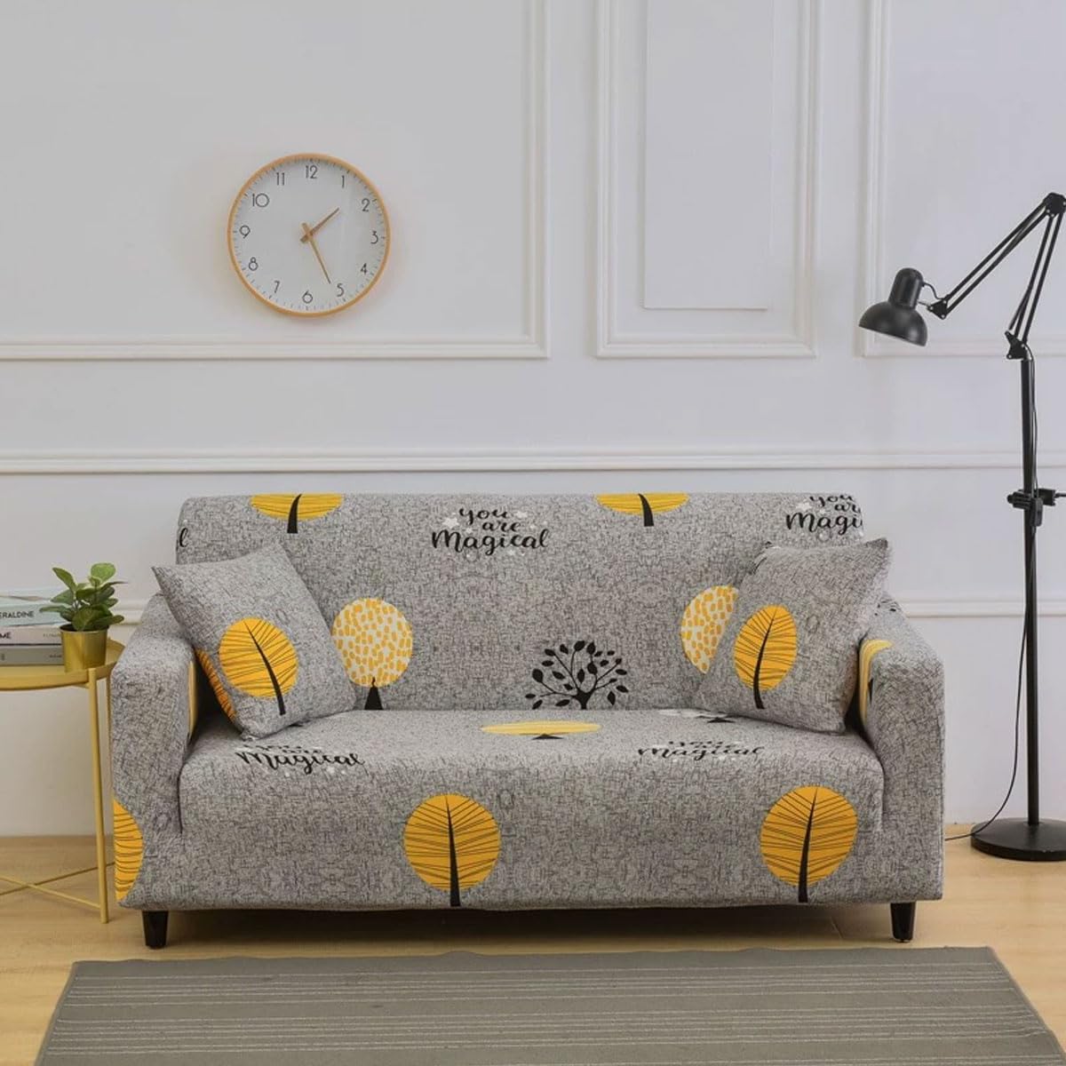 Qlkiybg P Couch Covers 1 2 3 4 Seater High Stretch Sofa Slipcover Rinted Attern Couch Covers Elastic Fabric Sofa Cover Universal Fitted Couch Cover Non-Sli Sofa Slipcover(Size:2 Seater(140-185Cm),Color:p)