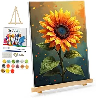 YOYA Framed Paint by Numbers Kit for Adults - Sunflower Adult Paint by Number Kits on Canvas with Easel, DIY Sunflower Paint by Number Framed Canvas for Home Wall Decor 8x12 Inch