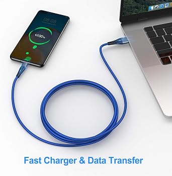 Micro USB Cable 10ft Android Phone Charger 2-Pack Extra Long Nylon Braided Fast Durable Charging Cord for Samsung Galaxy S7 S6 Edge J7 S5,Note 5 4,LG,HTC,Sony,Xbox One, PS4,Kindle,MP3,Tablet(Blue)