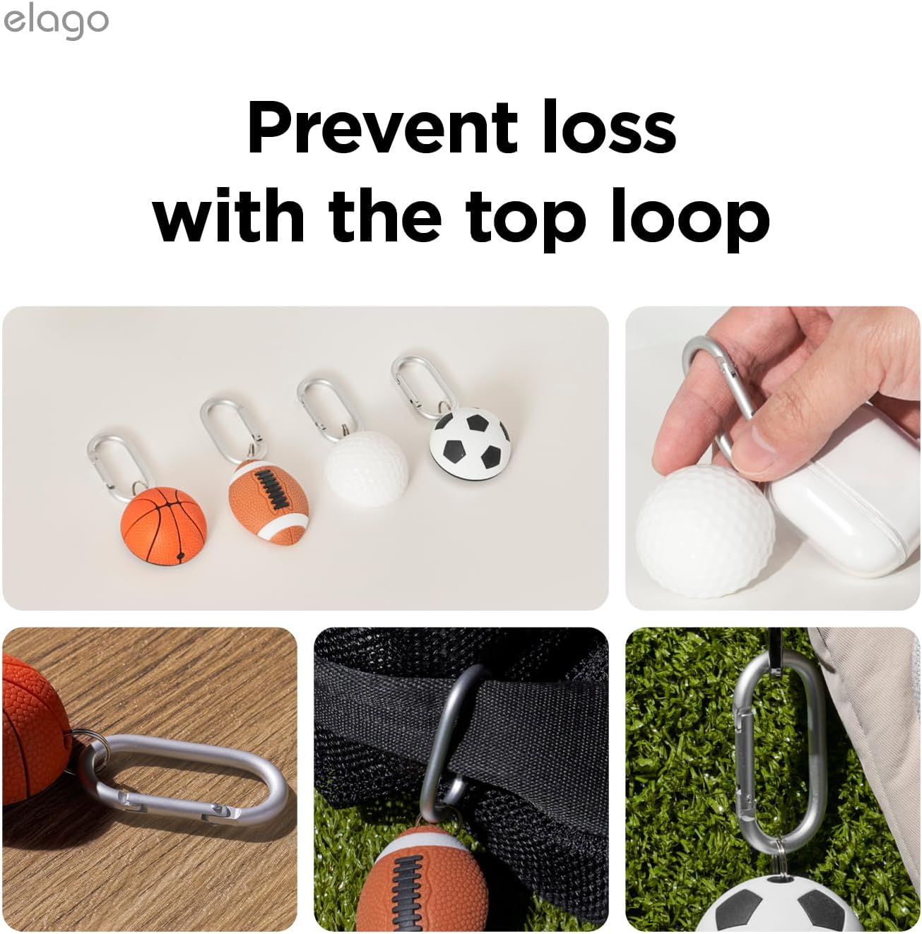 elago Ball Series Case Compatible with Apple AirTag 2nd Gen (2026) & 1st Gen, Drop Protection Keychain (Track Keys, Backpacks, Purses, Dogs, Kids) Tracking Device Not Included [Golf]