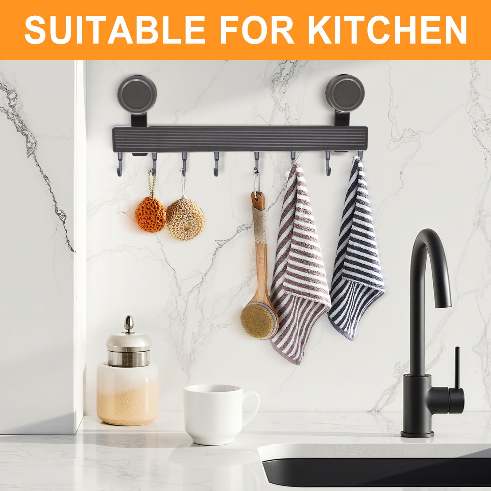 Barre De Cuisine Sans Perçage Dryxog - Ventouse Puissante Ustensiles Inox